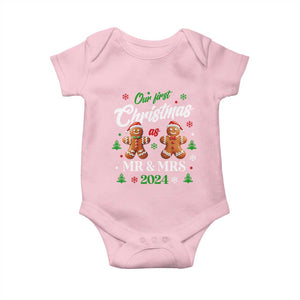 Our First Christmas As Mr Mrs 2024 Baby Onesie Cute Gingerbread Couple TS09 Light Pink Print Your Wear