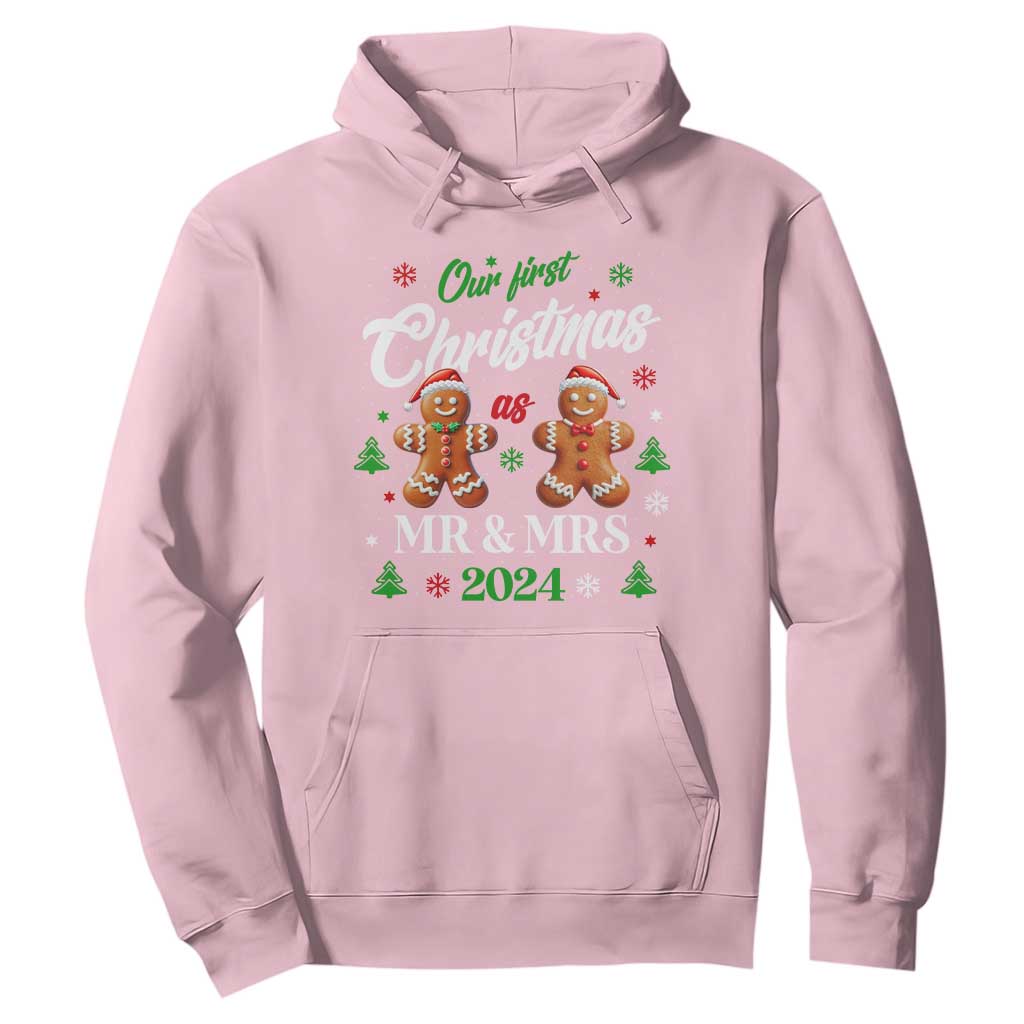 Our First Christmas As Mr Mrs 2024 Hoodie Cute Gingerbread Couple TS09 Light Pink Print Your Wear