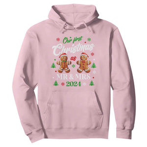 Our First Christmas As Mr Mrs 2024 Hoodie Cute Gingerbread Couple TS09 Light Pink Print Your Wear