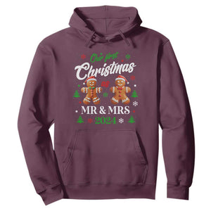 Our First Christmas As Mr Mrs 2024 Hoodie Cute Gingerbread Couple TS09 Maroon Print Your Wear