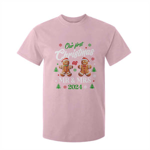 Our First Christmas As Mr Mrs 2024 T Shirt For Kid Cute Gingerbread Couple TS09 Light Pink Print Your Wear