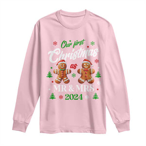 Our First Christmas As Mr Mrs 2024 Long Sleeve Shirt Cute Gingerbread Couple TS09 Light Pink Print Your Wear