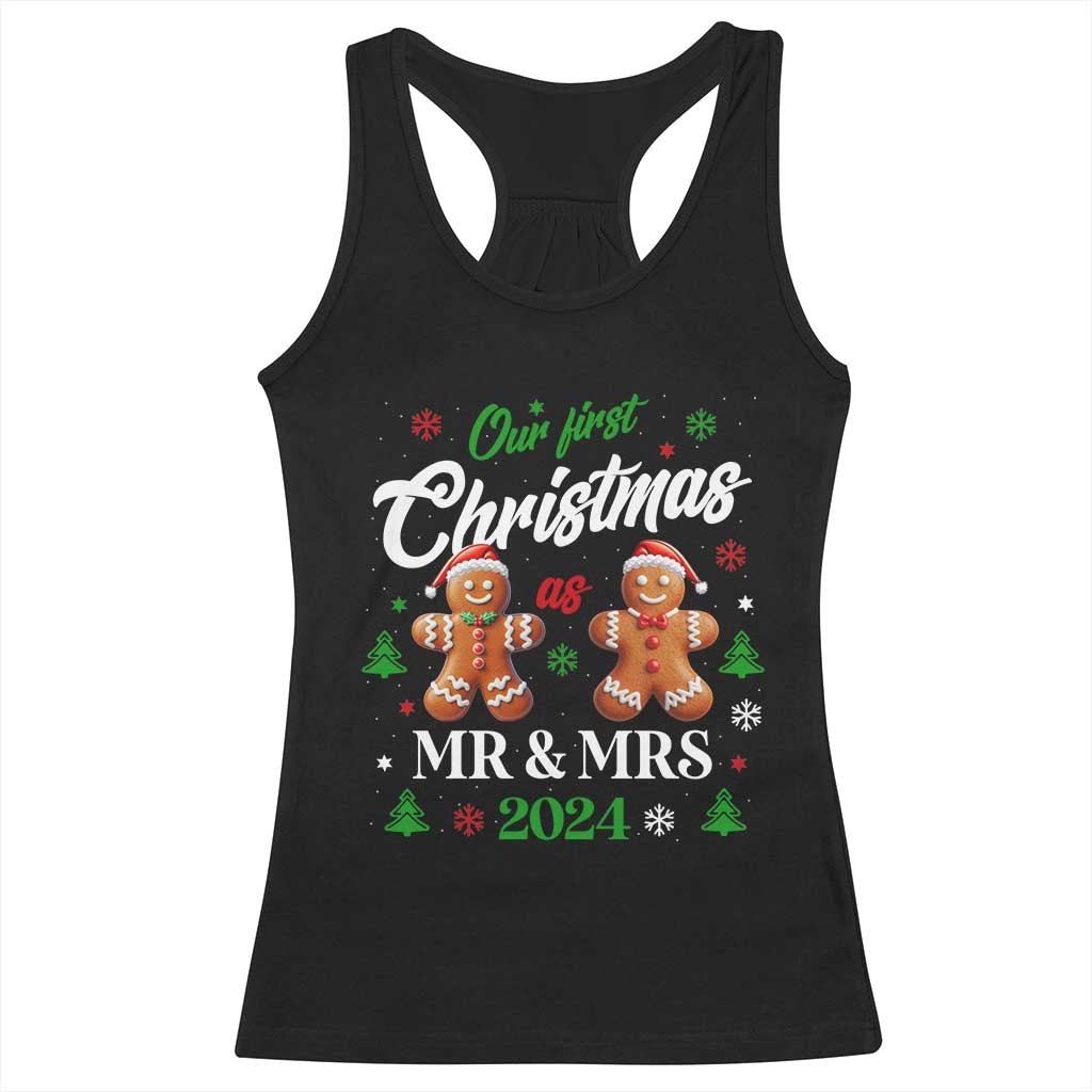 Our First Christmas As Mr Mrs 2024 Racerback Tank Top Cute Gingerbread Couple TS09 Black Print Your Wear