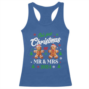 Our First Christmas As Mr Mrs 2024 Racerback Tank Top Cute Gingerbread Couple TS09 Royal Blue Print Your Wear