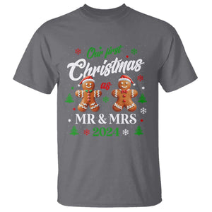 Our First Christmas As Mr Mrs 2024 T Shirt Cute Gingerbread Couple TS09 Charcoal Print Your Wear
