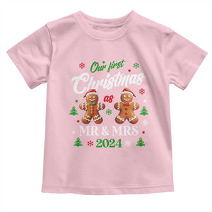 Our First Christmas As Mr Mrs 2024 Toddler T Shirt Cute Gingerbread Couple TS09 Light Pink Print Your Wear