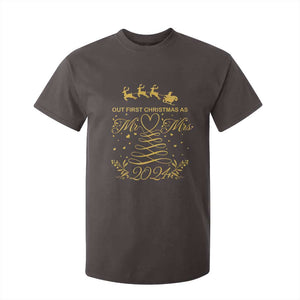 Our First Christmas As Mr Mrs 2024 Matching Couple T Shirt For Kid TS09 Dark Chocolate Print Your Wear