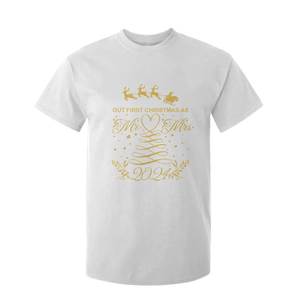 Our First Christmas As Mr Mrs 2024 Matching Couple T Shirt For Kid TS09 White Print Your Wear
