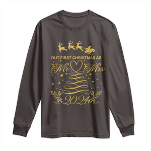 Our First Christmas As Mr Mrs 2024 Matching Couple Long Sleeve Shirt TS09 Dark Chocolate Print Your Wear