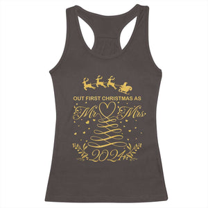 Our First Christmas As Mr Mrs 2024 Matching Couple Racerback Tank Top TS09 Dark Chocolate Print Your Wear