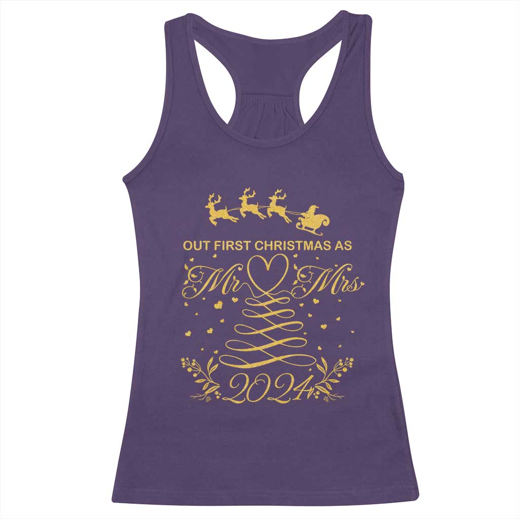 Our First Christmas As Mr Mrs 2024 Matching Couple Racerback Tank Top TS09 Purple Print Your Wear