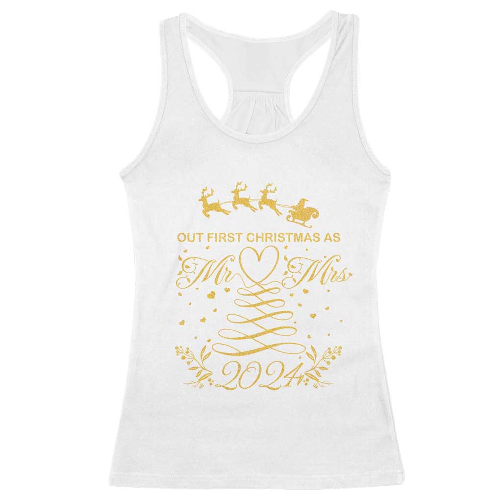 Our First Christmas As Mr Mrs 2024 Matching Couple Racerback Tank Top TS09 White Print Your Wear