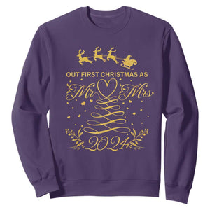 Our First Christmas As Mr Mrs 2024 Matching Couple Sweatshirt TS09 Purple Print Your Wear