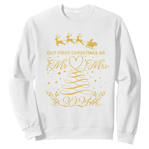 Our First Christmas As Mr Mrs 2024 Matching Couple Sweatshirt TS09 White Print Your Wear