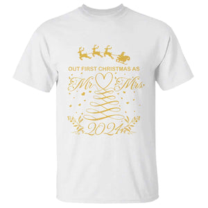 Our First Christmas As Mr Mrs 2024 Matching Couple T Shirt TS09 White Print Your Wear
