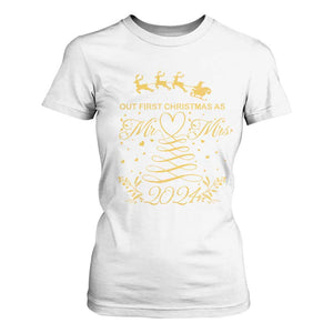 Our First Christmas As Mr Mrs 2024 Matching Couple T Shirt For Women TS09 White Print Your Wear