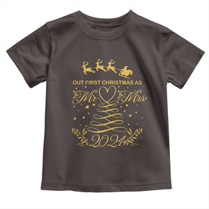 Our First Christmas As Mr Mrs 2024 Matching Couple Toddler T Shirt TS09 Dark Chocolate Print Your Wear