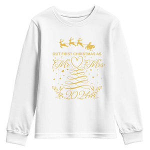 Our First Christmas As Mr Mrs 2024 Matching Couple Youth Sweatshirt TS09 White Print Your Wear