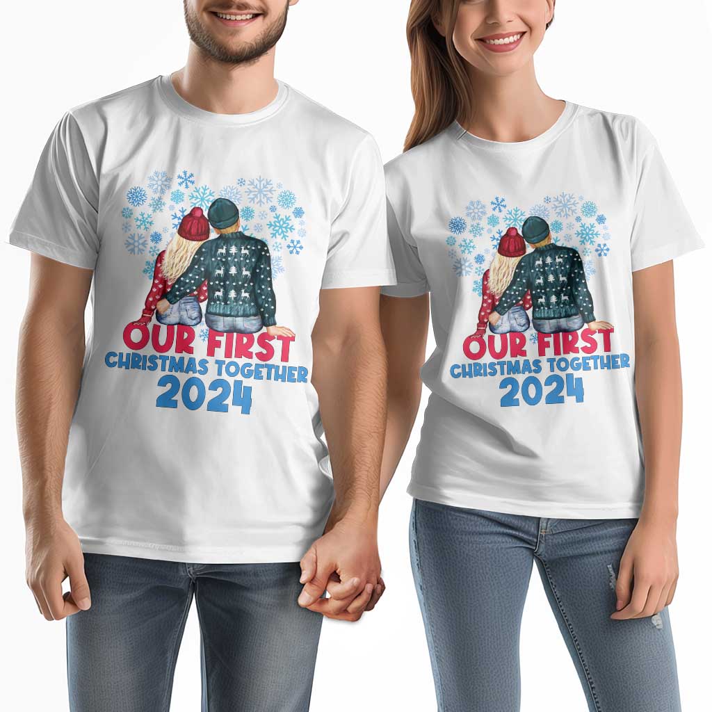 Our First Christmas Together 2024 Couple Matching T Shirt TS09 White Print Your Wear