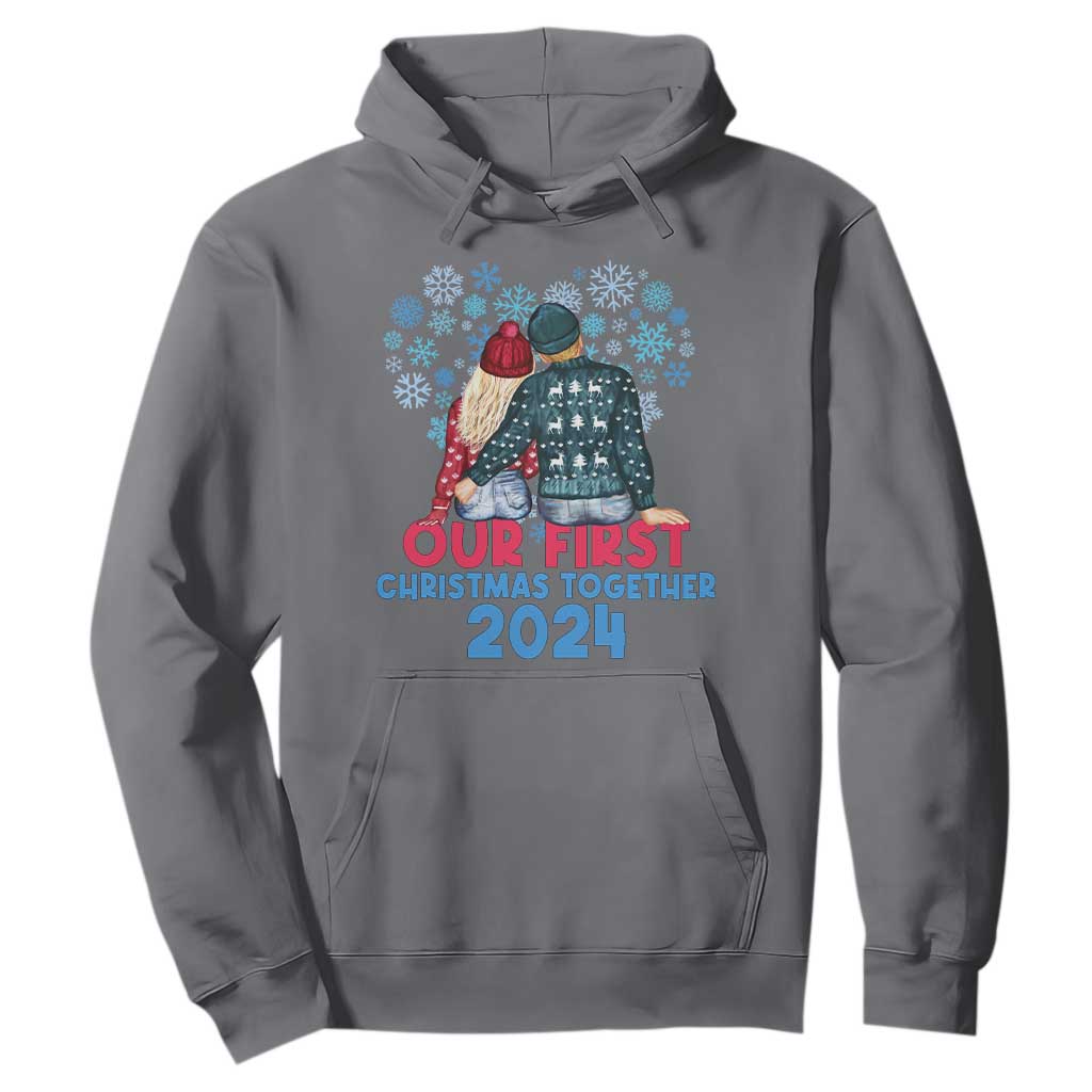 Our First Christmas Together 2024 Hoodie TS09 Charcoal Print Your Wear