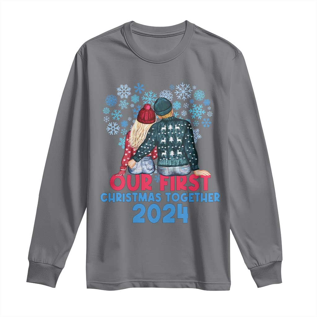 Our First Christmas Together 2024 Long Sleeve Shirt TS09 Charcoal Print Your Wear