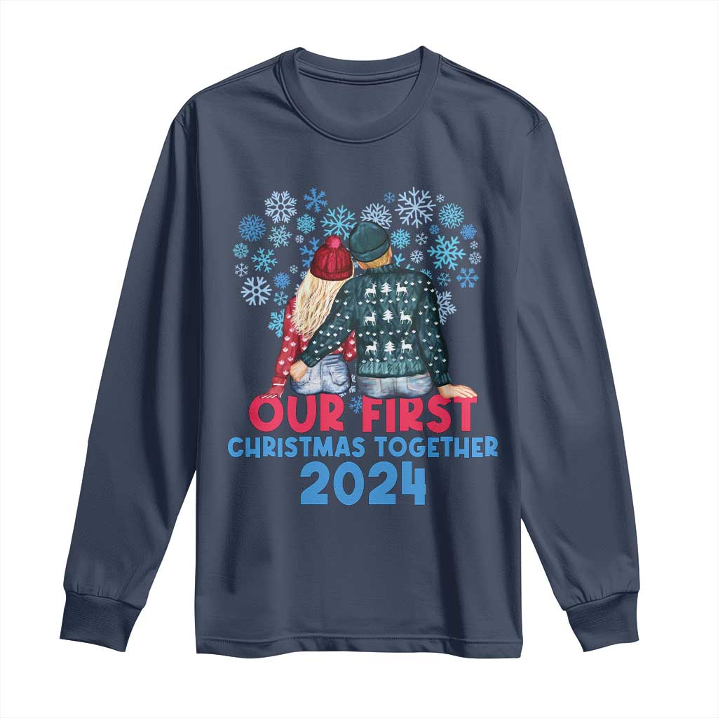 Our First Christmas Together 2024 Long Sleeve Shirt TS09 Navy Print Your Wear