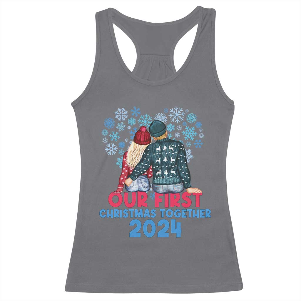Our First Christmas Together 2024 Racerback Tank Top TS09 Charcoal Print Your Wear