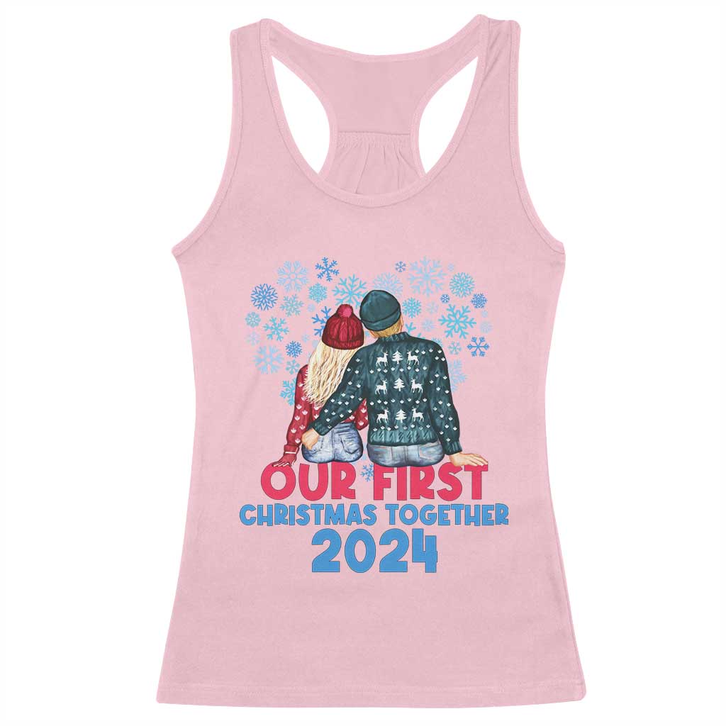 Our First Christmas Together 2024 Racerback Tank Top TS09 Light Pink Print Your Wear