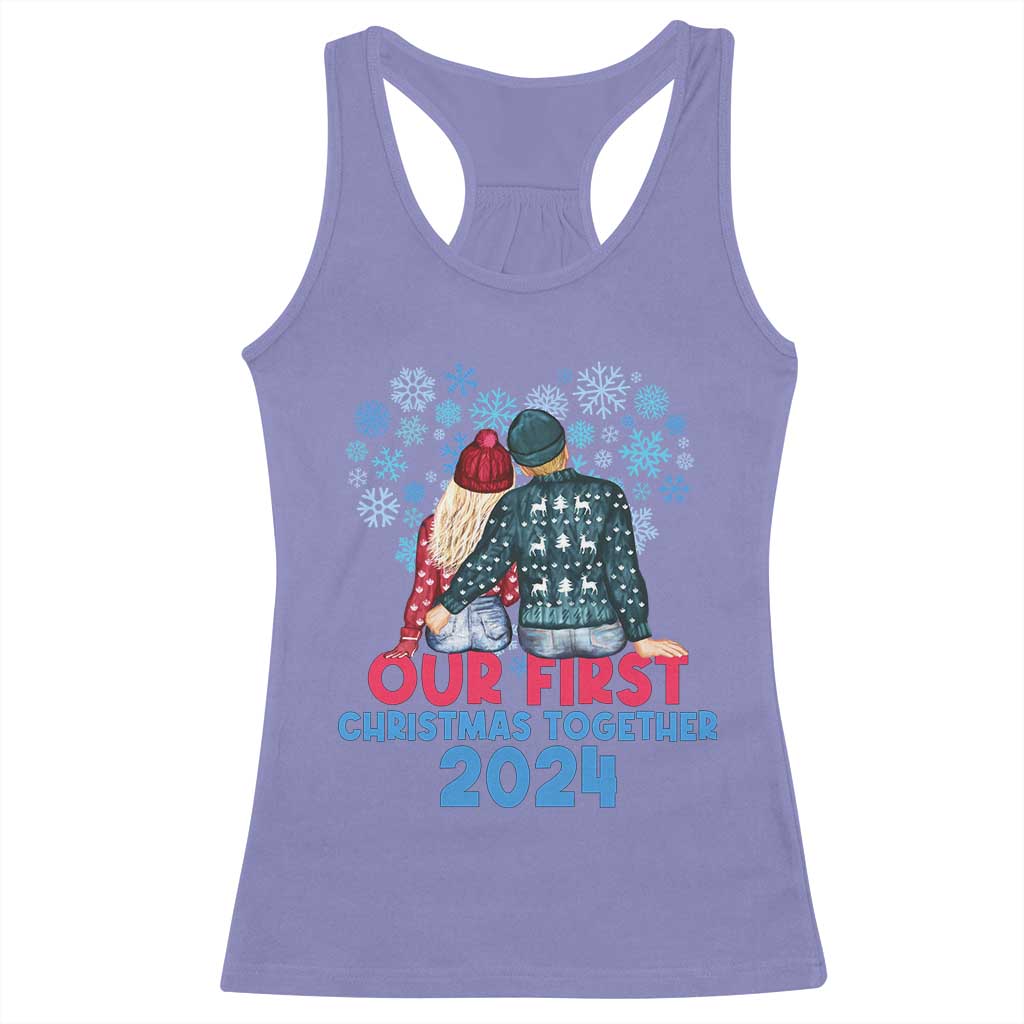 Our First Christmas Together 2024 Racerback Tank Top TS09 Violet Print Your Wear