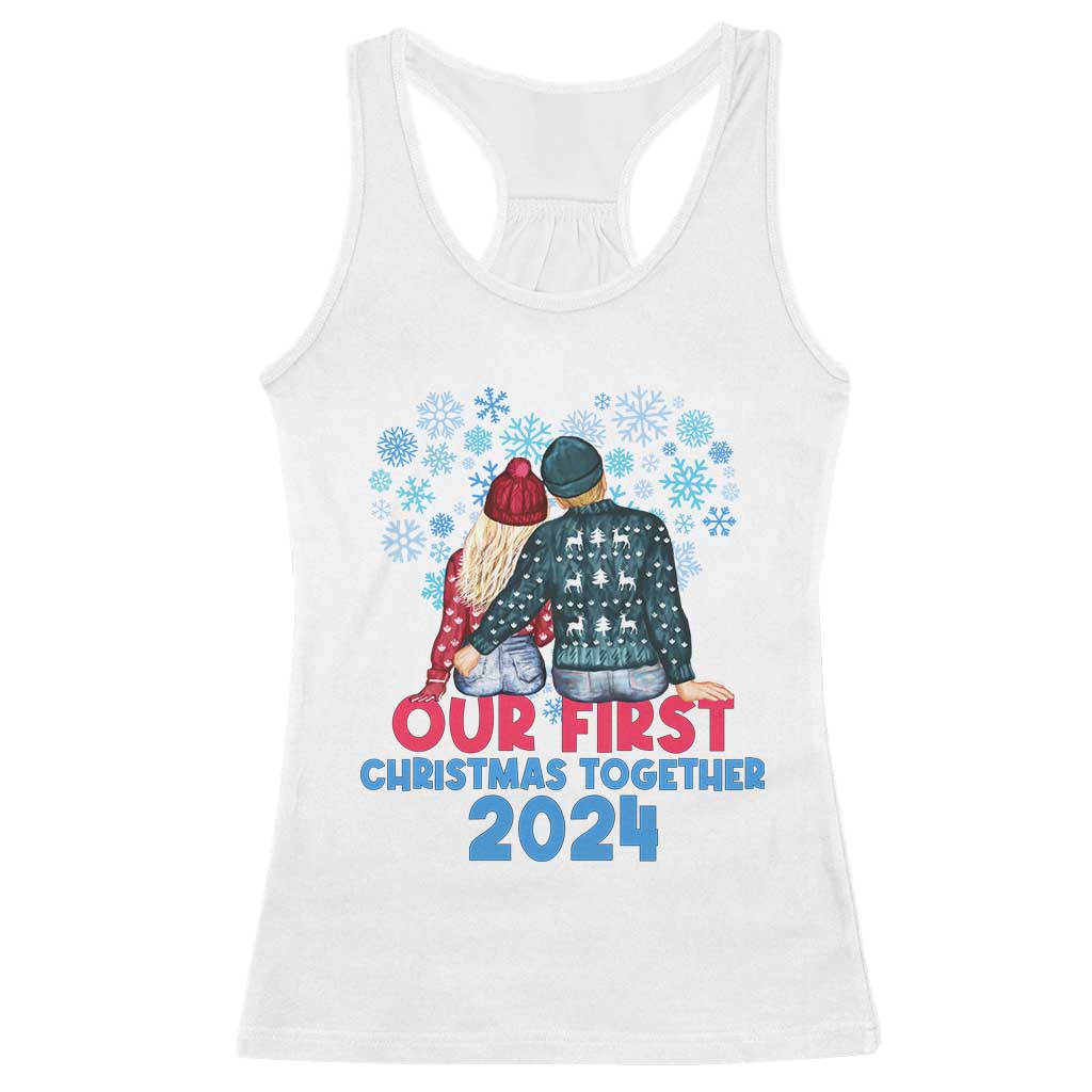 Our First Christmas Together 2024 Racerback Tank Top TS09 White Print Your Wear