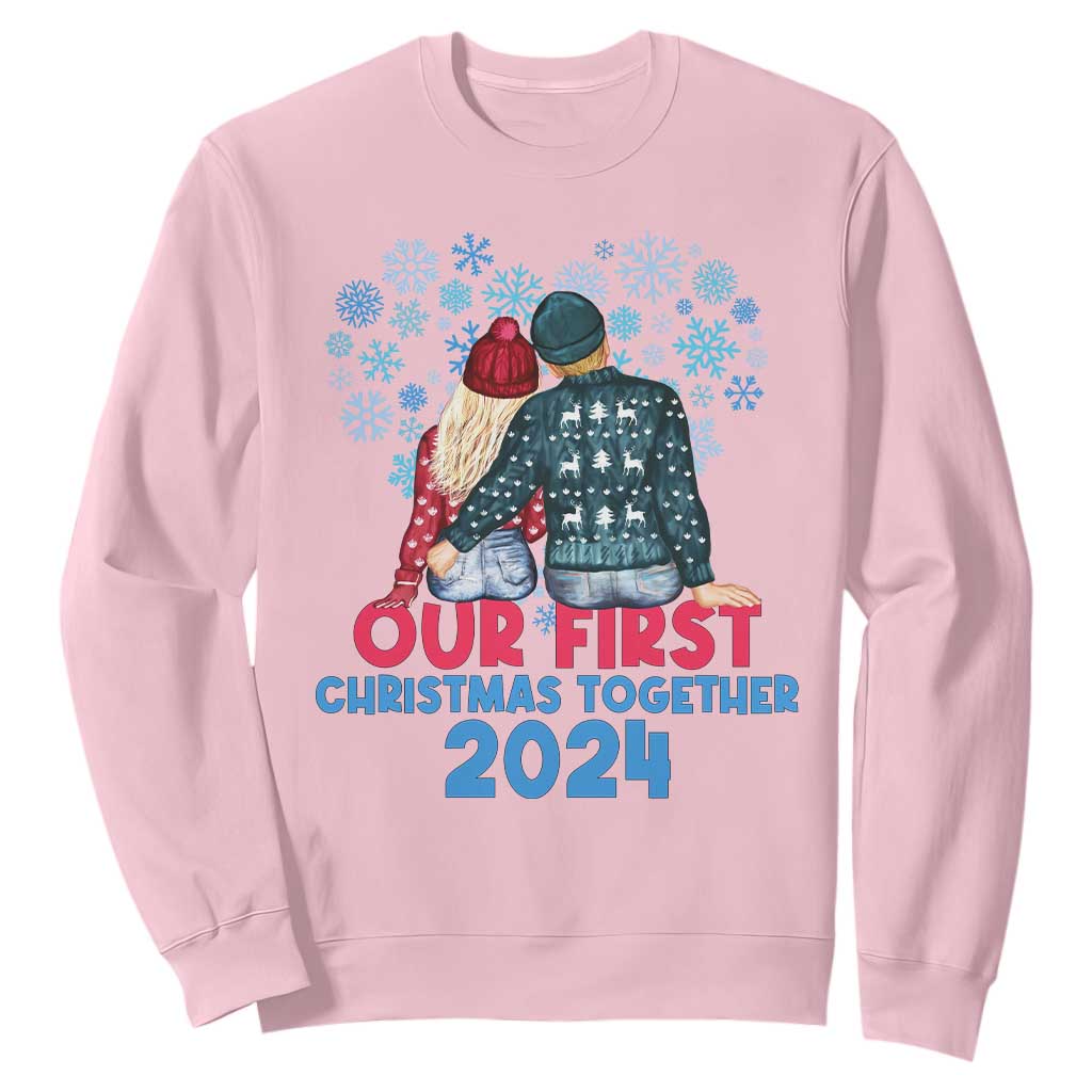 Our First Christmas Together 2024 Sweatshirt TS09 Light Pink Print Your Wear