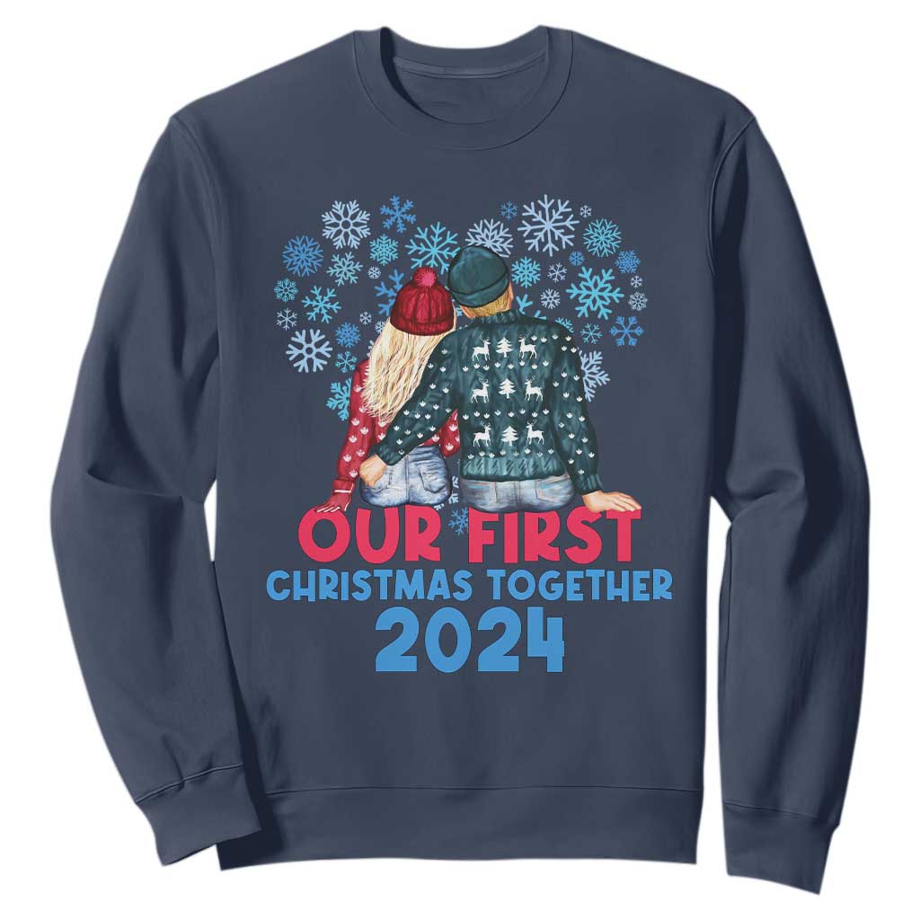 Our First Christmas Together 2024 Sweatshirt TS09 Navy Print Your Wear
