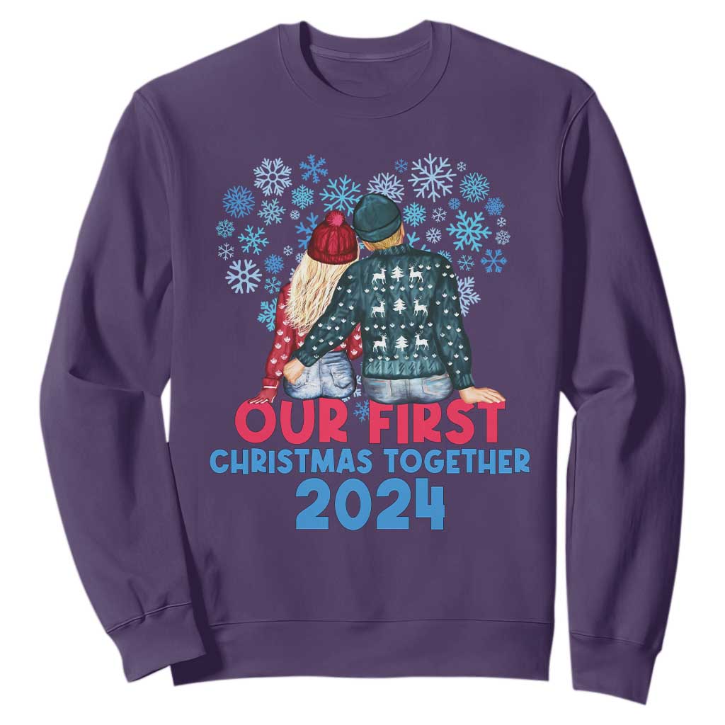 Our First Christmas Together 2024 Sweatshirt TS09 Purple Print Your Wear