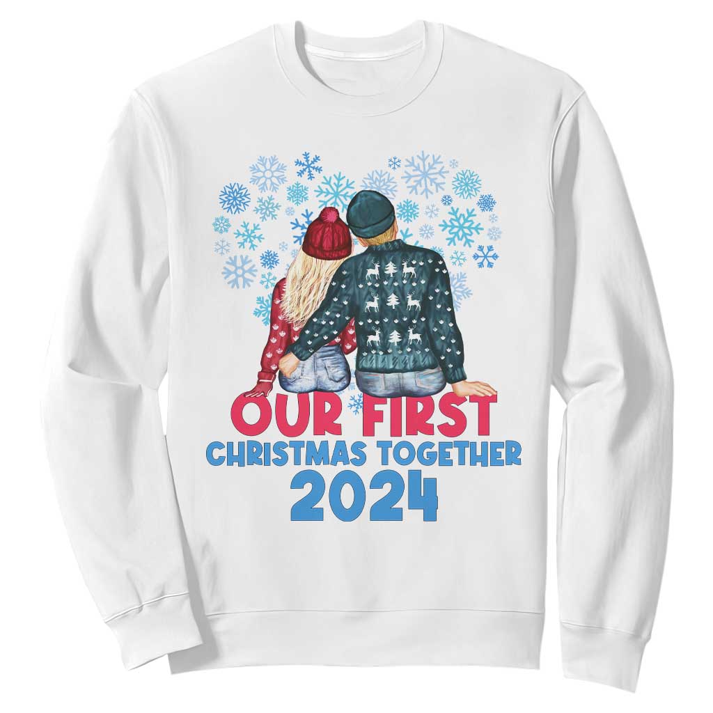Our First Christmas Together 2024 Sweatshirt TS09 White Print Your Wear