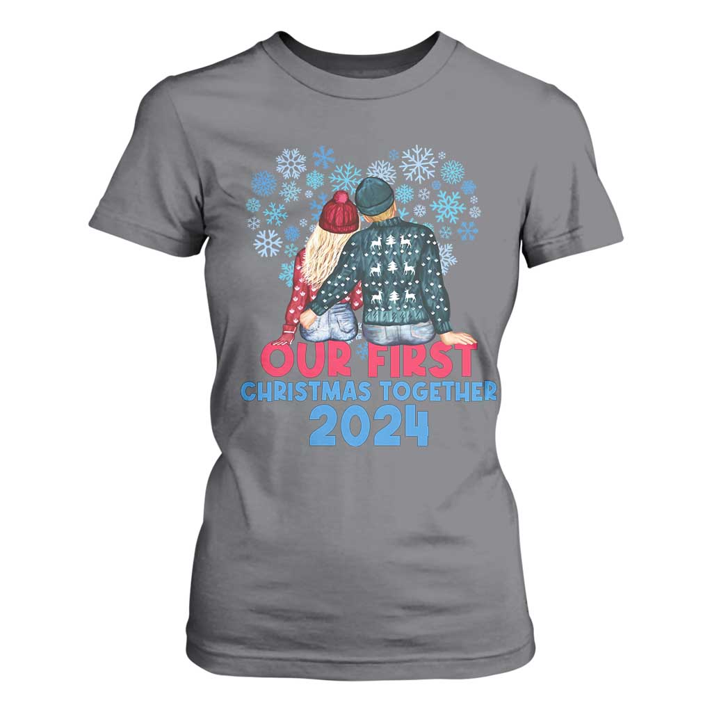 Our First Christmas Together 2024 T Shirt For Women TS09 Charcoal Print Your Wear
