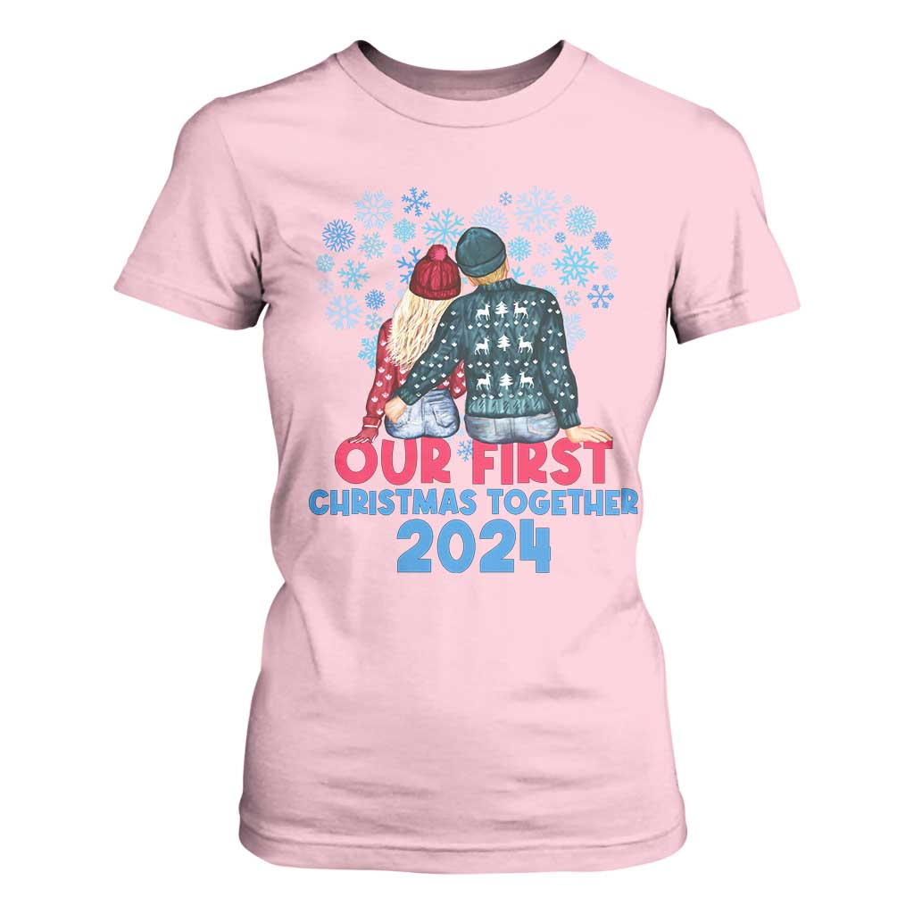 Our First Christmas Together 2024 T Shirt For Women TS09 Light Pink Print Your Wear