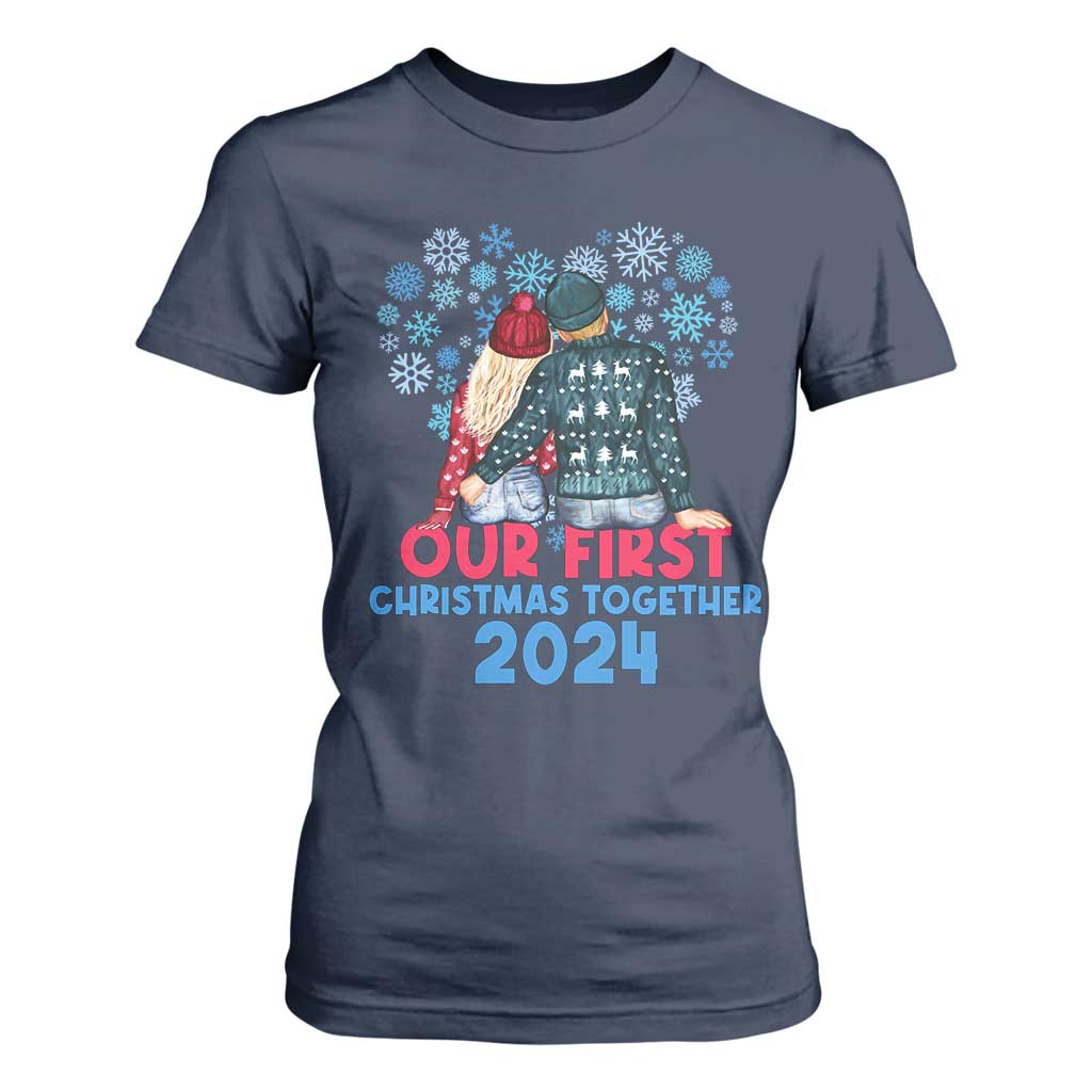 Our First Christmas Together 2024 T Shirt For Women TS09 Navy Print Your Wear