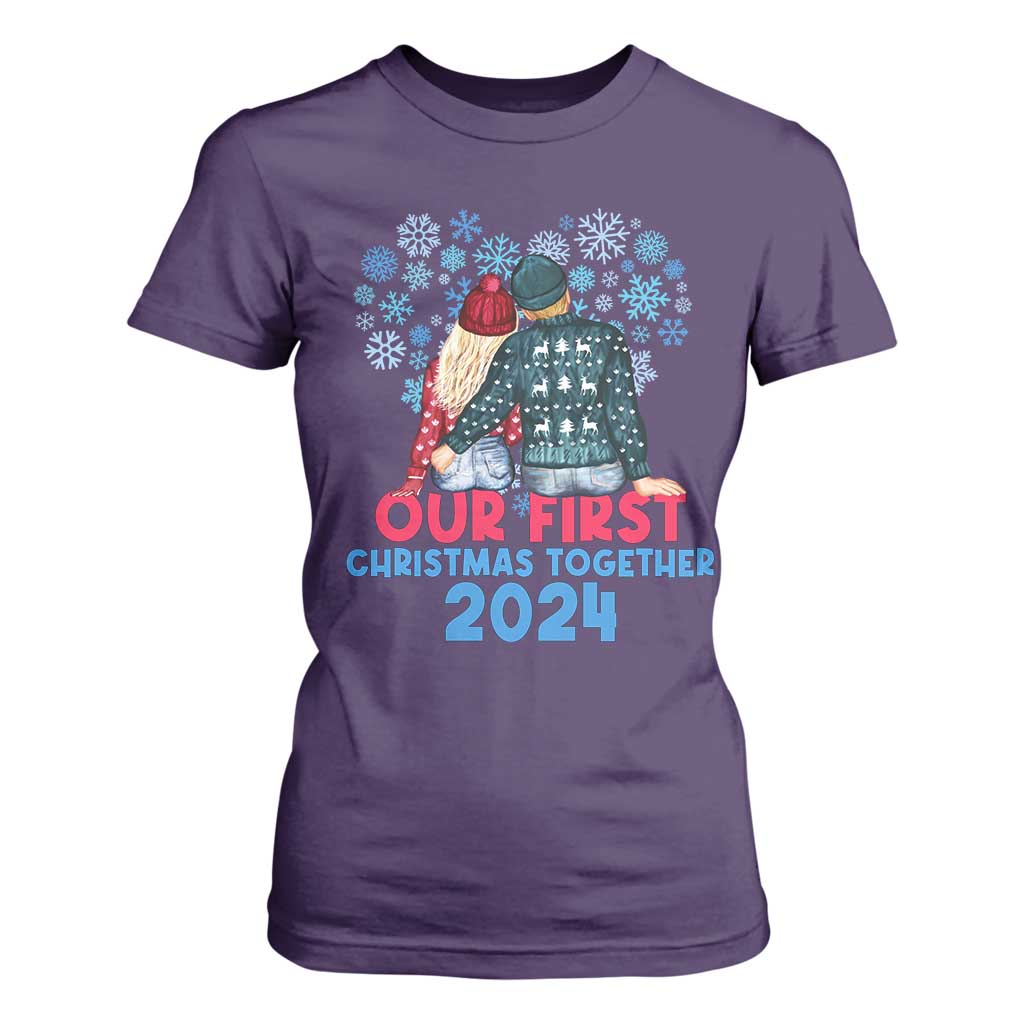 Our First Christmas Together 2024 T Shirt For Women TS09 Purple Print Your Wear