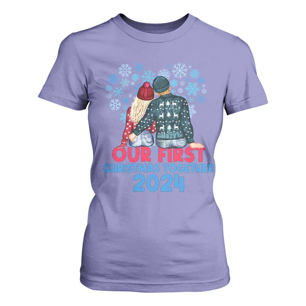 Our First Christmas Together 2024 T Shirt For Women TS09 Violet Print Your Wear
