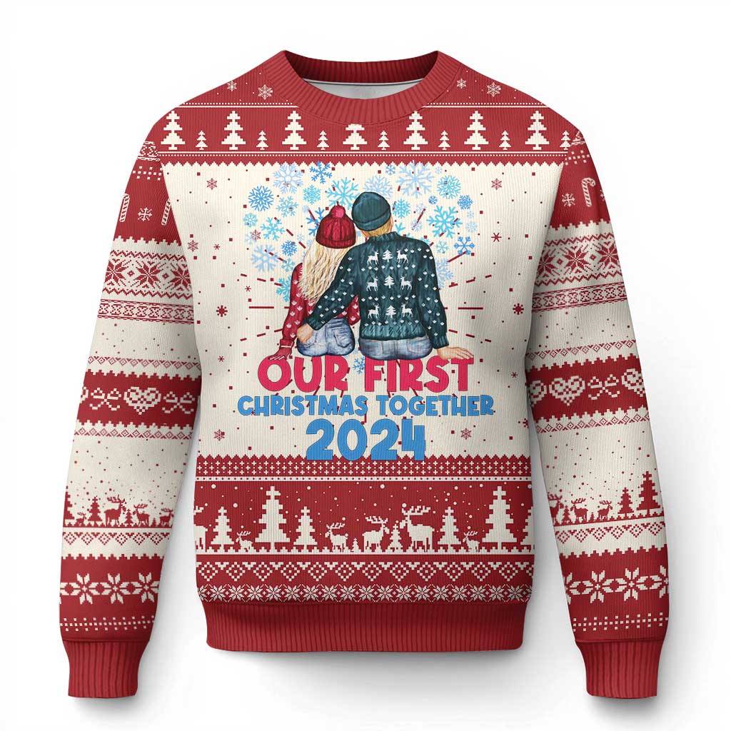 Our First Christmas Together 2024 Ugly Christmas Sweater TS09 Red Print Your Wear