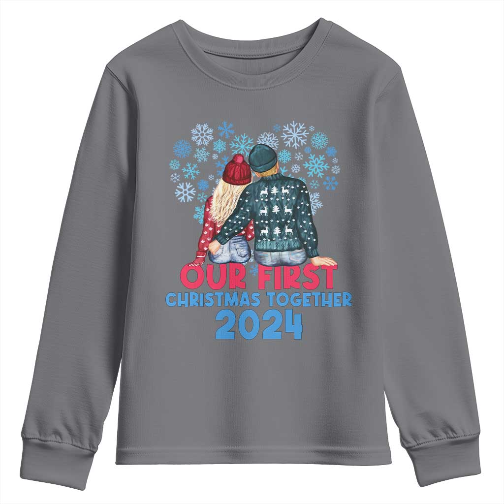 Our First Christmas Together 2024 Youth Sweatshirt TS09 Charcoal Print Your Wear