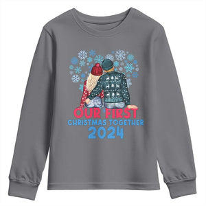 Our First Christmas Together 2024 Youth Sweatshirt TS09 Charcoal Print Your Wear