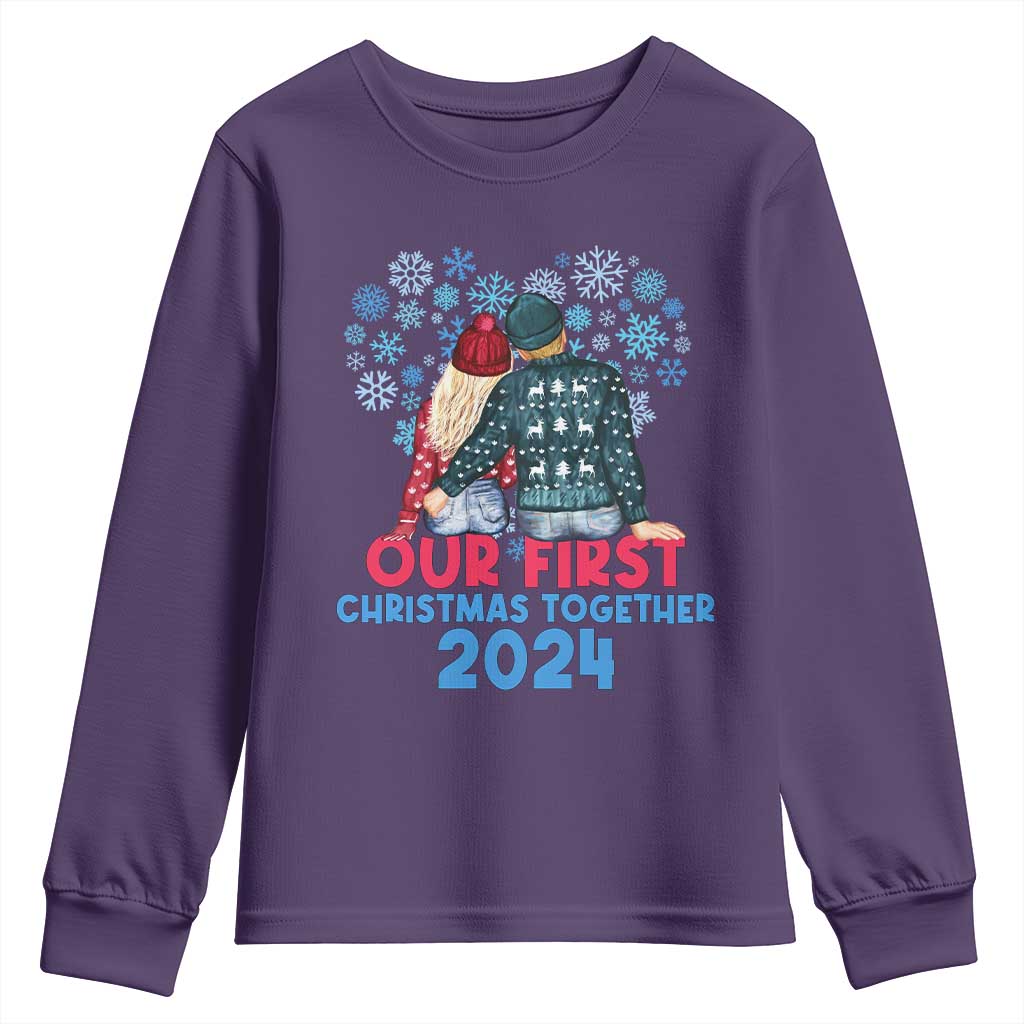 Our First Christmas Together 2024 Youth Sweatshirt TS09 Purple Print Your Wear