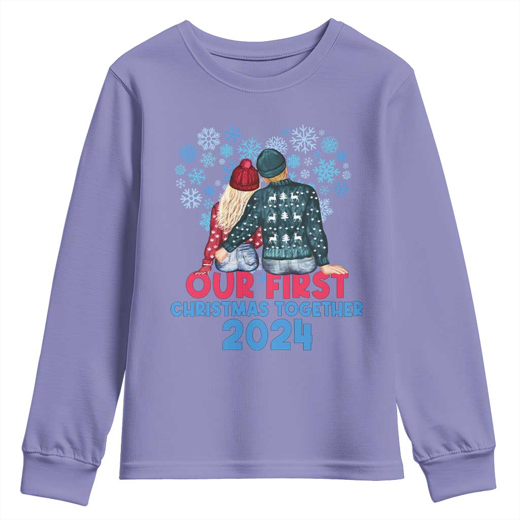 Our First Christmas Together 2024 Youth Sweatshirt TS09 Violet Print Your Wear