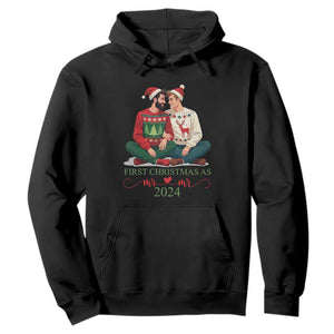 Our First Christmas As Mr Mr 2024 Hoodie LGBT Gay Couple Xmas TS09 Black Print Your Wear