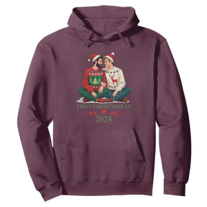 Our First Christmas As Mr Mr 2024 Hoodie LGBT Gay Couple Xmas TS09 Maroon Print Your Wear