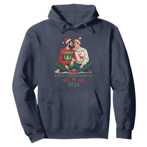 Our First Christmas As Mr Mr 2024 Hoodie LGBT Gay Couple Xmas TS09 Navy Print Your Wear