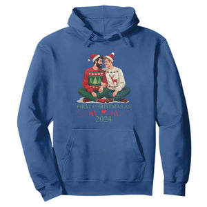 Our First Christmas As Mr Mr 2024 Hoodie LGBT Gay Couple Xmas TS09 Royal Blue Print Your Wear