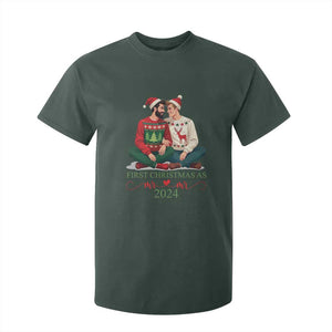 Our First Christmas As Mr Mr 2024 T Shirt For Kid LGBT Gay Couple Xmas TS09 Dark Forest Green Print Your Wear