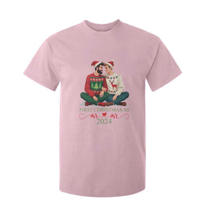 Our First Christmas As Mr Mr 2024 T Shirt For Kid LGBT Gay Couple Xmas TS09 Light Pink Print Your Wear